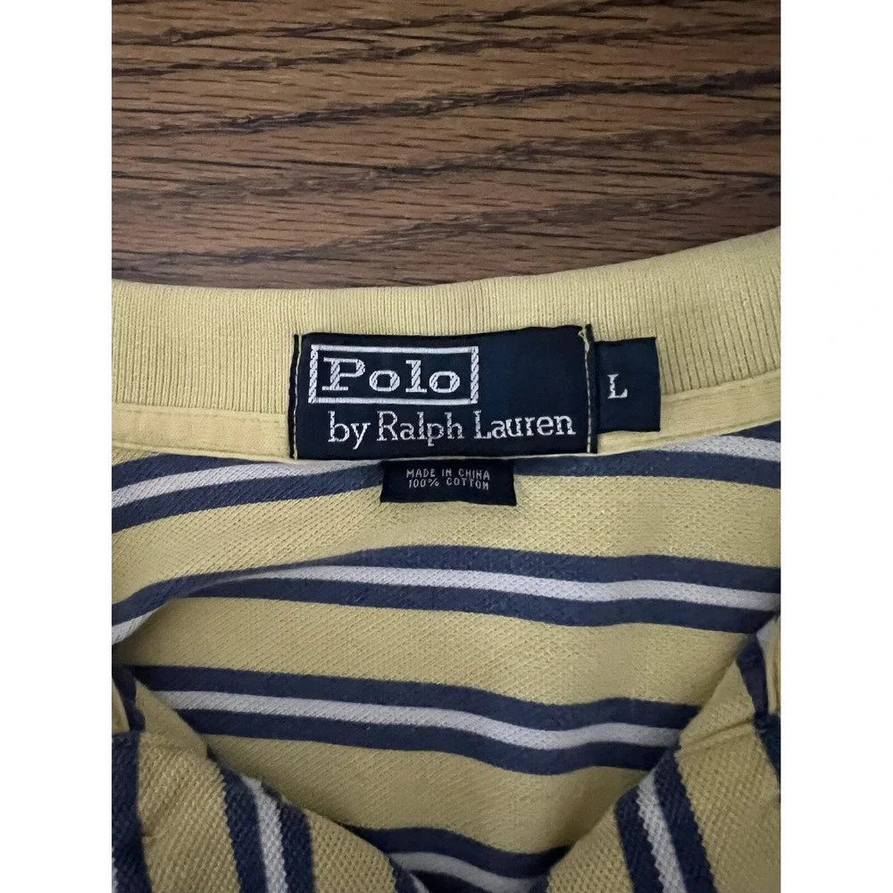 POLO RALPH LAUREN Men's Striped Polo Shirt Size L Classic‎ Fit Preppy Golf Y2K